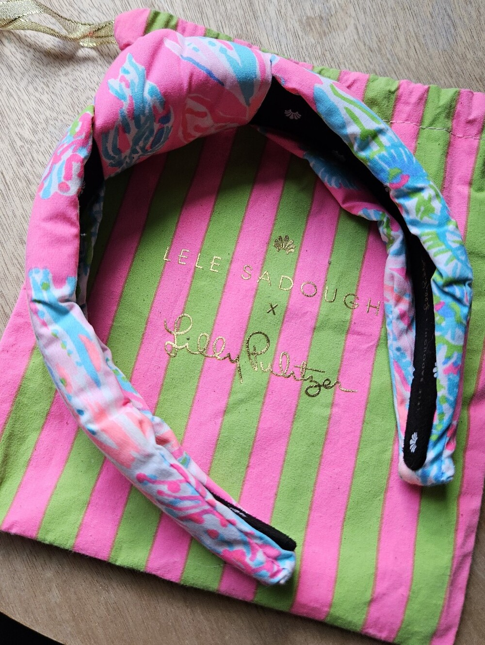 Lilly Pulitzer x Lele Sadoughi Pink & Aqua Printed  Headband